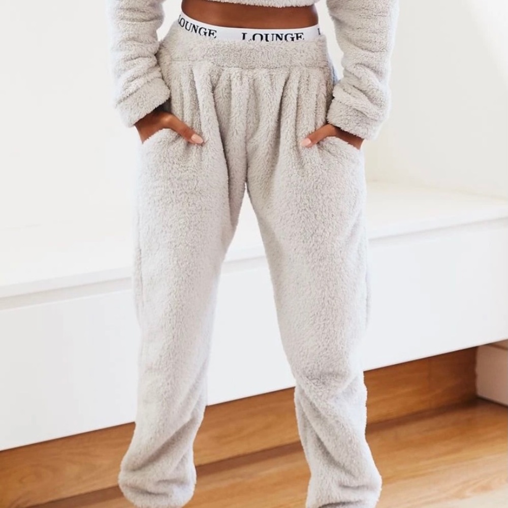 LOUNGE brand Frosted Gray Teddy Joggers